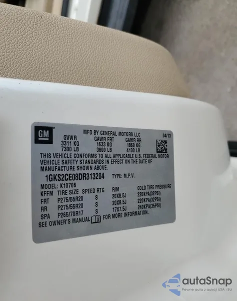 2013 GMC Yukon Slt z USA, uszkodzony, nr VIN 1GKS2CE08DR313204